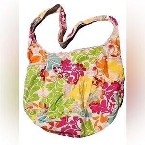 THIRTY-ONE floral tropical hobo bag purse  beach tote - matches canvas
